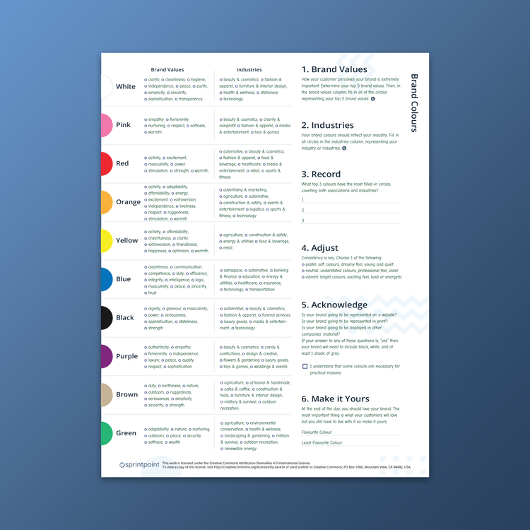 Brand Colours Quicksheet