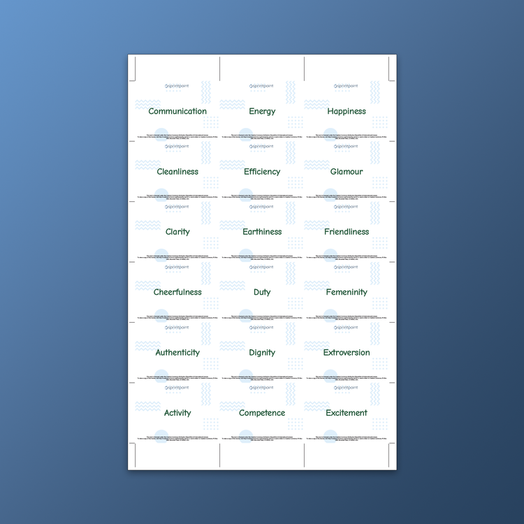 Value Card Print Sheet