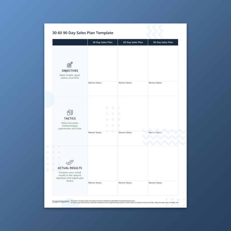 30 60 90 Day Sales Plan Quicksheet