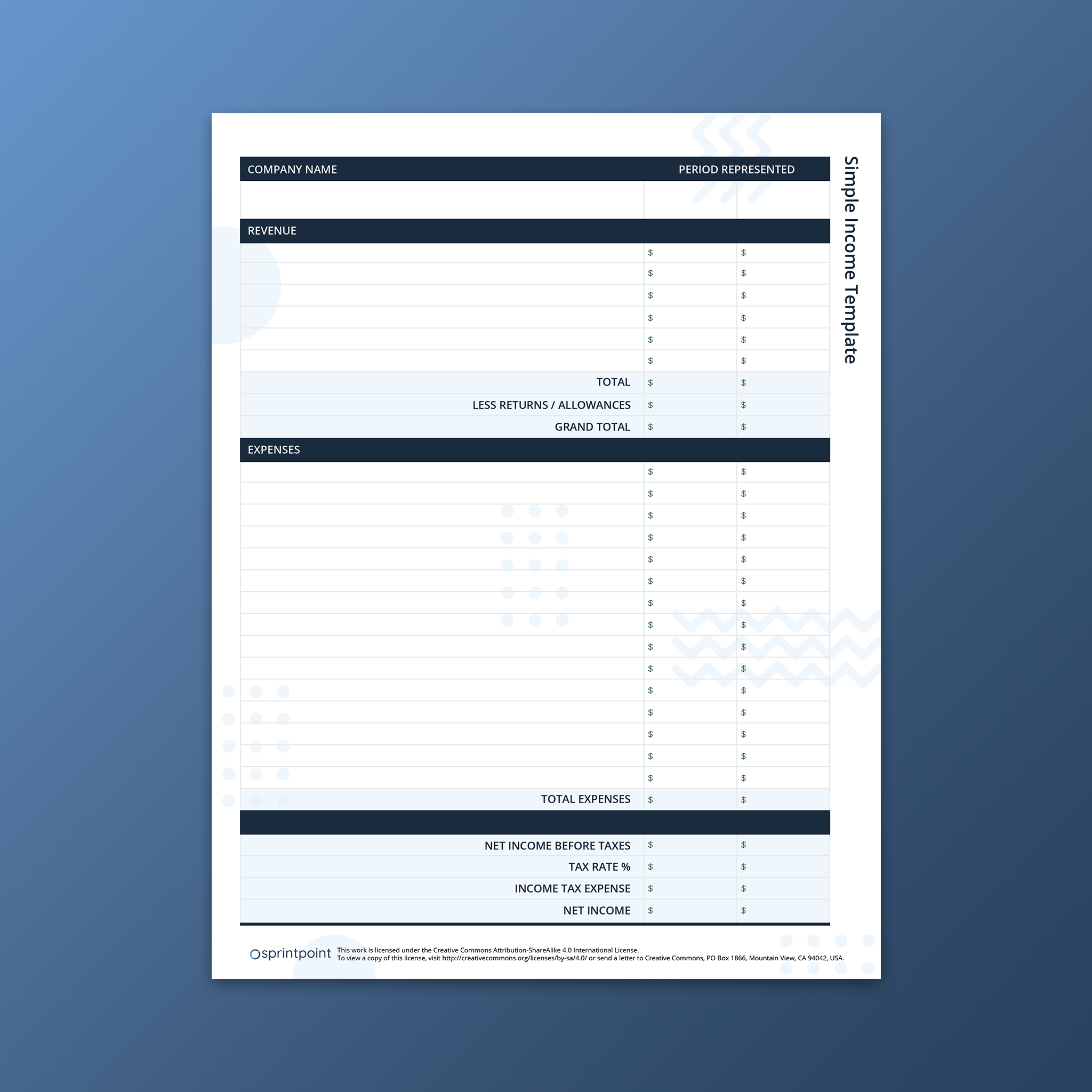 Income Statement Quicksheet