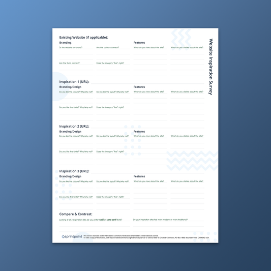 Website Inspiration Survey Quicksheet by Sprintpoint